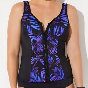 CHLORINE RESISTANT SWEETHEART ZIP FRONT TANKINI TOP